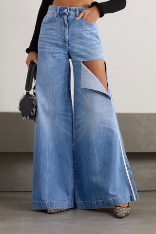 Peter Do + Distressed High-Rise Wide-Leg Jeans