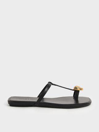 Charles & Keith + Embellished Toe-Ring Flat Sandals