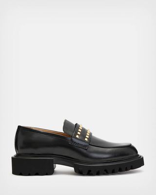 AllSaints + Lola Studded Leather Loafers