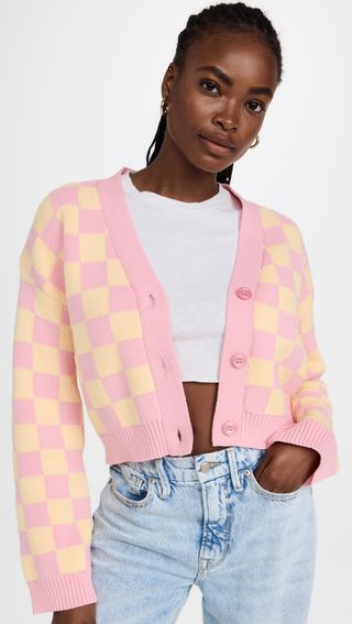 English Factory + Knitted Checker Cardigan