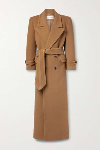 Saint Laurent + Oversized Belted Double-Breasted Wool Coat