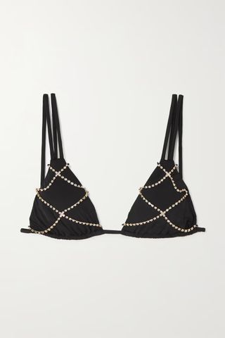 Agent Provocateur + Wilona Crystal-Embellished Triangle Bikini Top