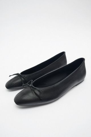 Zara + Bow Trim Ballet Flats
