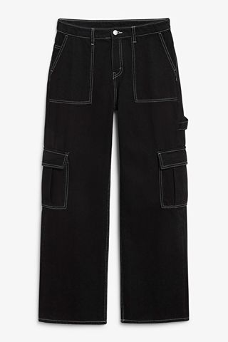 Monki + Kameko Black Utility Denim Trousers