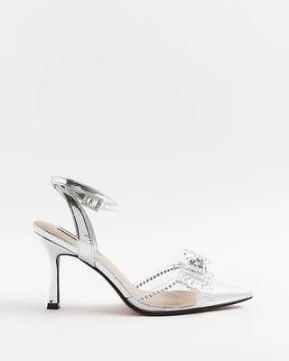 River Island + Silver Perspex Heeled Shoes