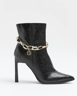 River Island + Black Heeled Ankle Boots