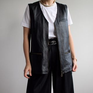 Tigon Vintage + Vintage Black Leather Vest