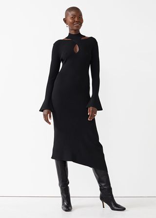 & Other Stories + Fitted Keyhole Midi Dress