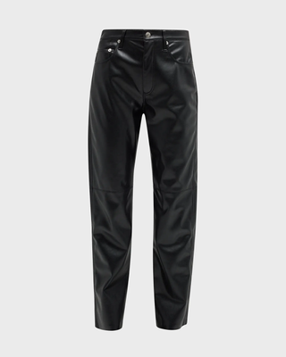Nanushka + Vinni Mid-Rise Straight Leather Ankle Pants