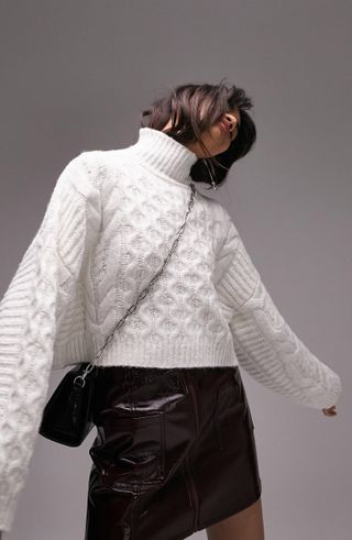 Topshop + Turtleneck Cable Stitch Sweater