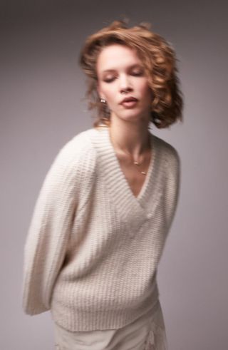 Topshop + Chunky V-Neck Sweater