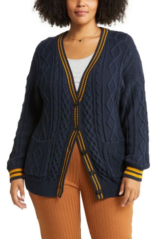 Bp. + Oversize Cable Cardigan