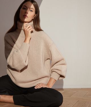 Falconeri + Ultrasoft Cashmere Turtleneck Sweater with Balloon Sleeves