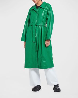 Apparis + Nara Faux Leather Belted Trench Coat
