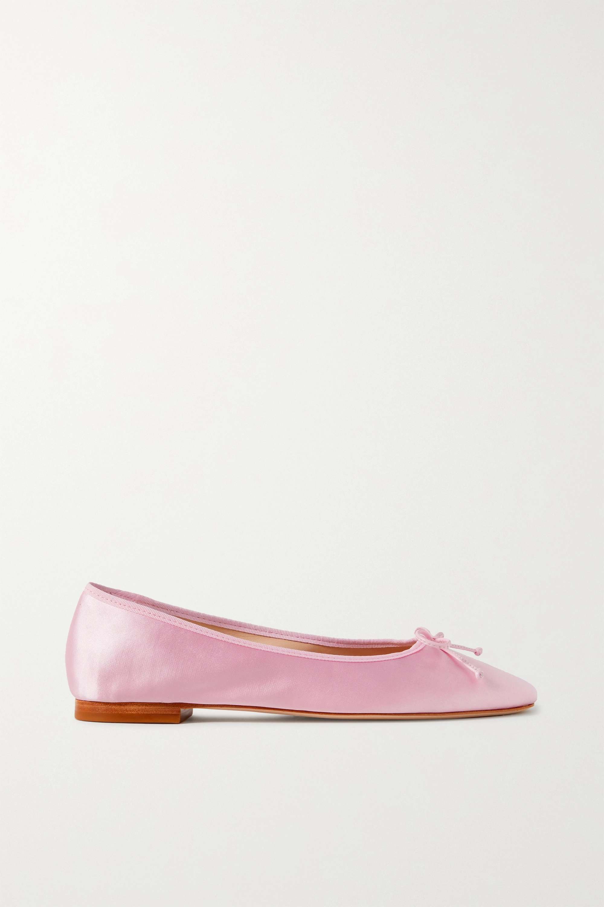 Porte & Paire + Bow-Embellished Satin Ballet Flats