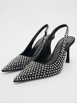 Zara + Slingback Crystal Heels