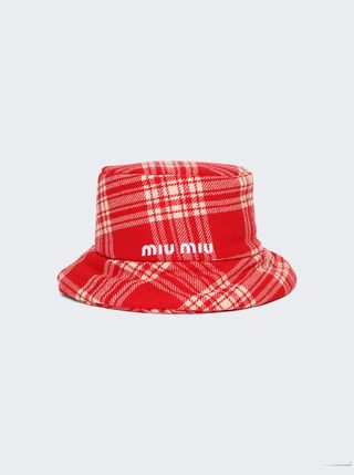 Miu Miu + Check Print Bucket Hat