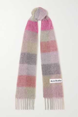 Acne Studios + Fringed Striped Knitted Scarf