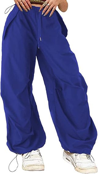 Onirike + Parachute Pants Drawstring Elastic Low Waist Sweatpants Loose Baggy Y2K Cargo Pants Trousers with Pockets