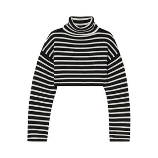 The Frankie Shop + Athina Cropped Striped Wool-Blend Turtleneck Sweater