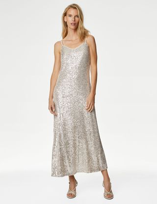 M&S Collection + Sequin V-Neck Midaxi Cami Dress