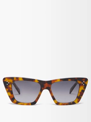 Celine Eyewear + Cat-Eye Tortoiseshell-Acetate Sunglasses