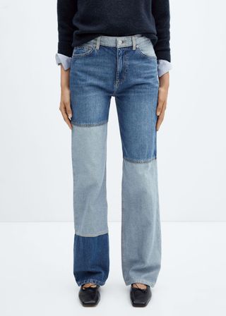 MANGO + Wideleg Patchwork Jeans