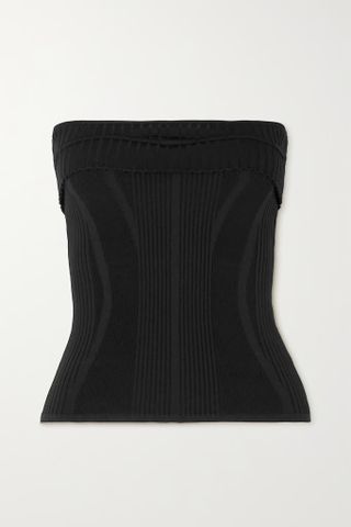 Jacquemus + La Maille Lucca Strapless Ribbed Stretch-Knit Top