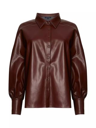 French Connection + Etta Vegan Leather Puff Sleeve Shirt