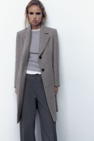 Zara + Fitted Wool Blend Coat