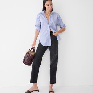 J.Crew + High-Rise '90s Classic Straight Jean in Charcoal Wash