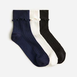 J.Crew + Pointelle Ruffle Socks 3-Pack