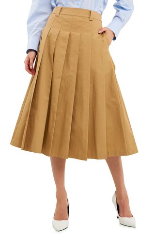English Factory + Pleated Cotton Midi Skirt