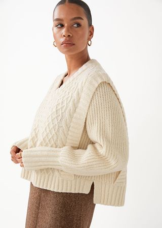 & Other Stories + Layered Cable Knit Sweater