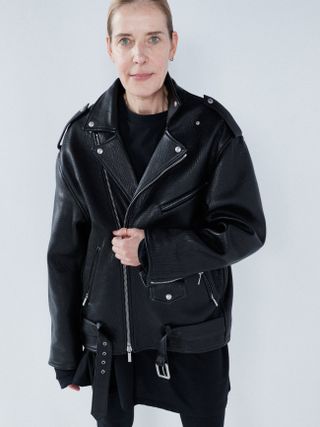Raey + Oversized Tumbled-Leather Biker Jacket