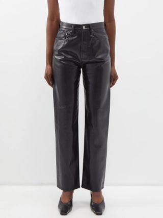Agolde + 90s Pinch Recycled-Leather Trousers