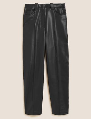 M&S Collection + Leather Look Straight Leg Trousers