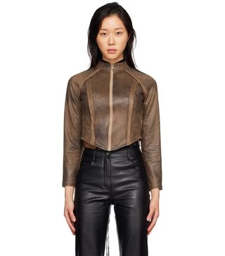 Kim Shui + Ssense Exclusive Brown Moto Jacket