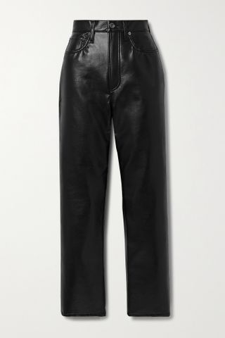 Agolde + Leather-Blend Straight-Leg Pants