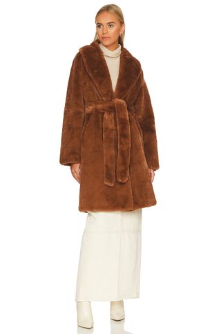 Apparis + Bree Camel Faux Fur Coat