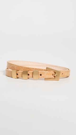 BY FAR + Vic Croc Embossed Leather Belt