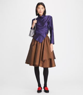 Tory Burch + Linen Shantung Ballet Skirt