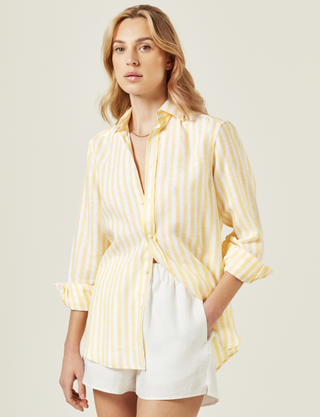 With Nothing Underneath + The Boyfriend: Linen in Sunshine Yellow Stripe