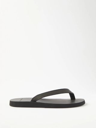 The Resort Co + Saffiano-Leather Flip Flops