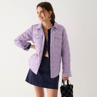 J. Crew + Quilted Shirt-Jacket in Mixed Floral