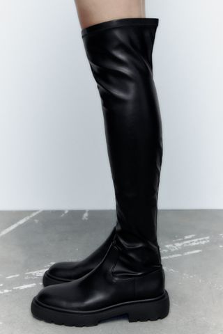 Zara + Over the Knee Tall Lug Sole Boots