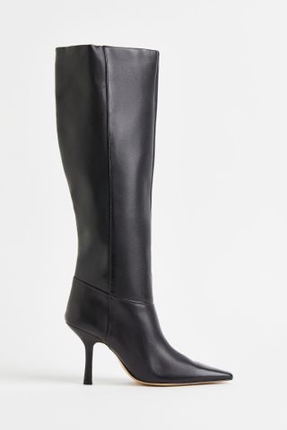 H&M + Knee-High Heeled Leather Boots