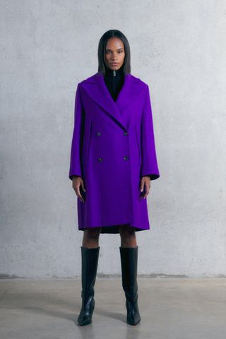 Karen Millen + Italian Virgin Wool Double Breasted Coat