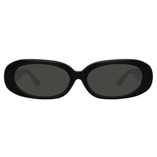 Linda Farrow + Cara Oval Sunglasses in Black