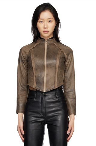 Kim Shui + Brown Moto Jacket